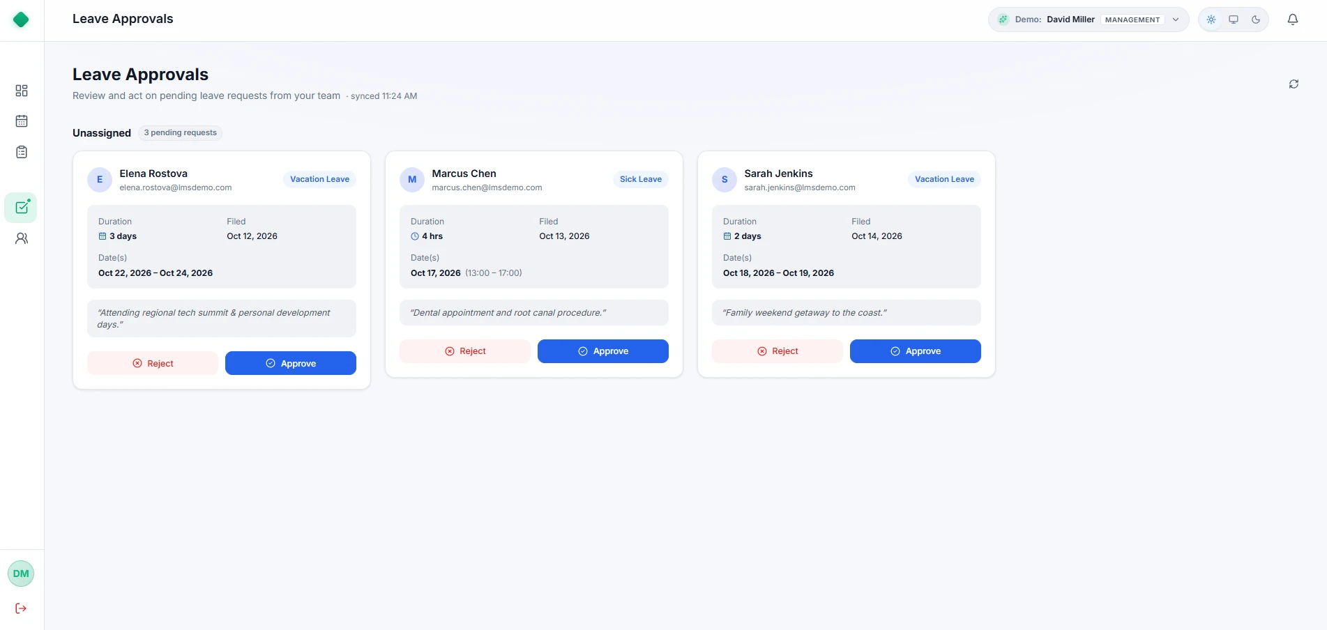 Manager View - Team Availability Per Day