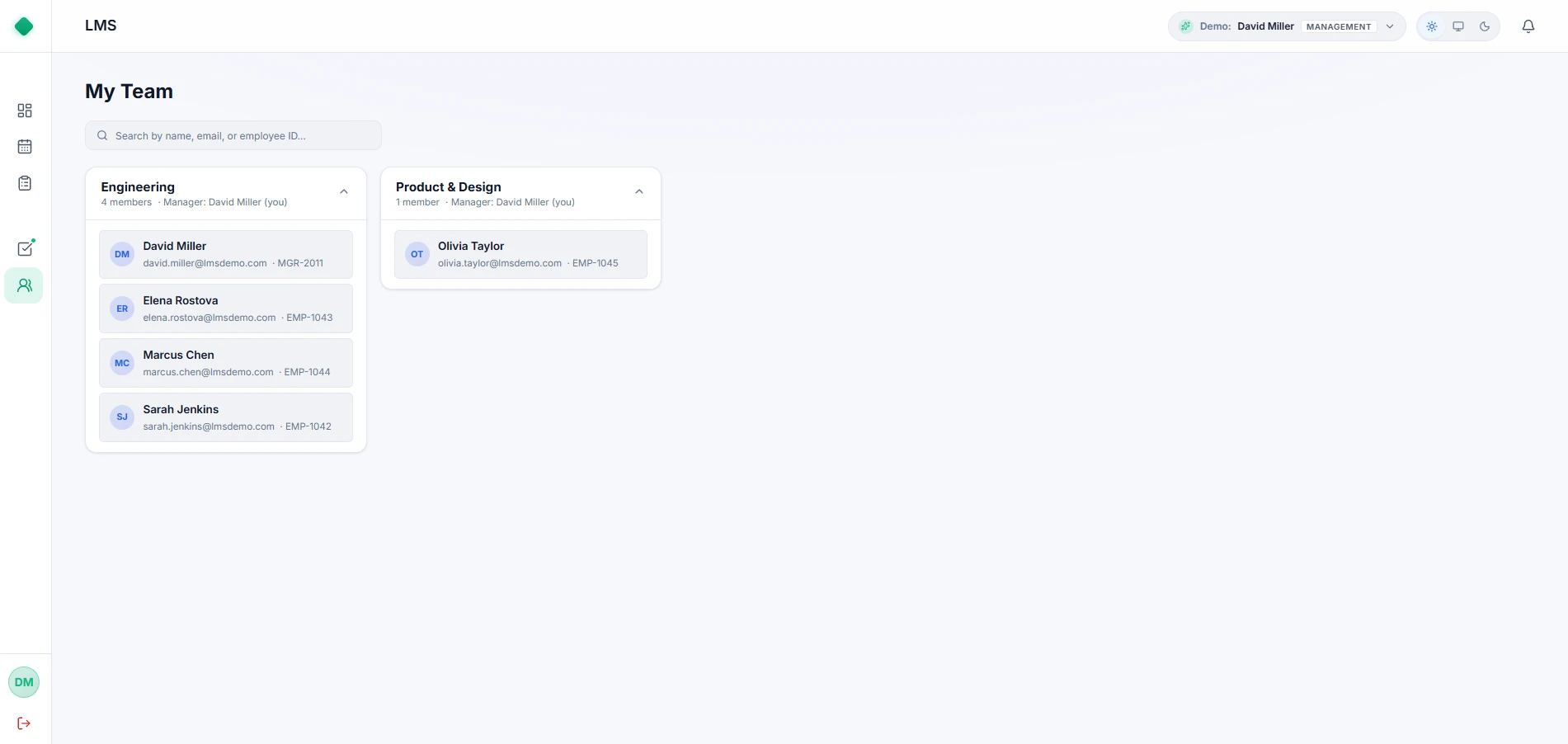 Manager View - Team Members and Leave Balances